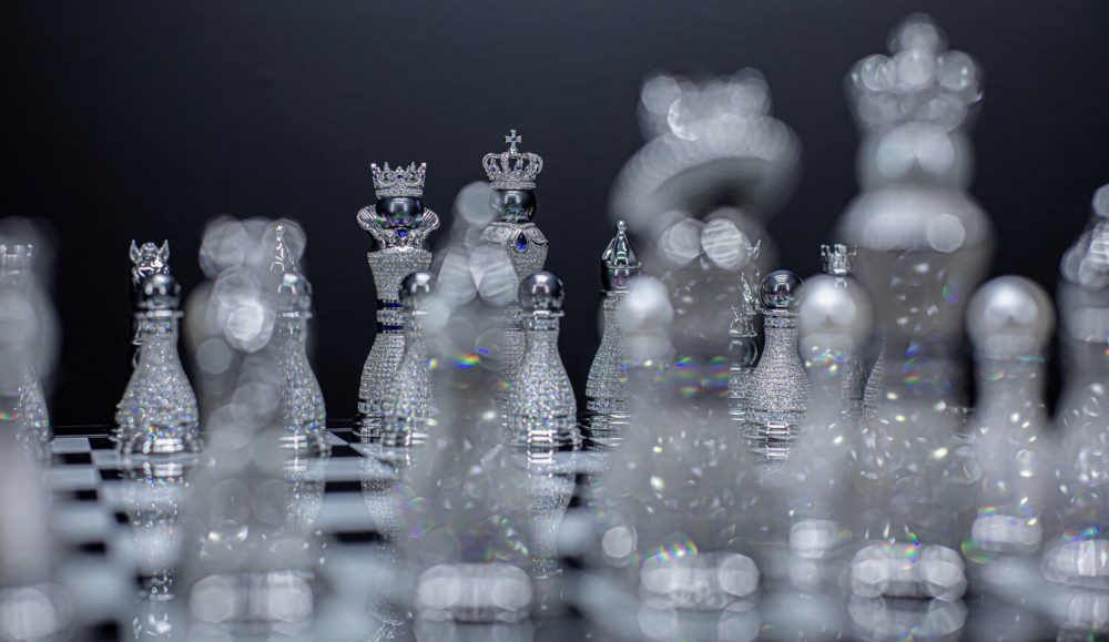 Colin Burn’s Limited Edition Pearl Royale Chess Set radiates pure opulence