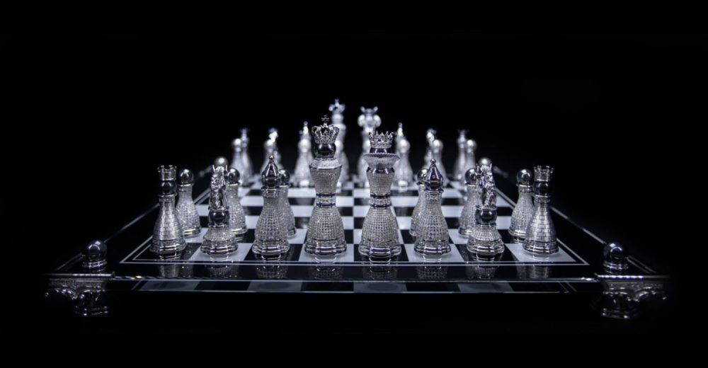 Colin Burn’s Limited Edition Pearl Royale Chess Set radiates pure opulence